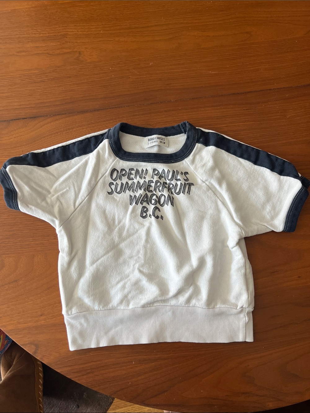 Bobo Choses White & Navy Raglan Short Sleeve Tee